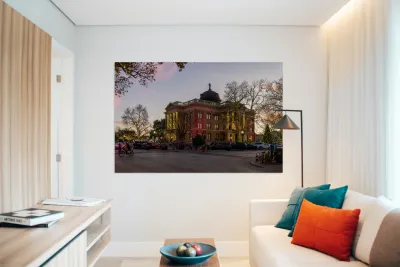 Sunset behind the Courthouse in Georgetown Texas Reproduction