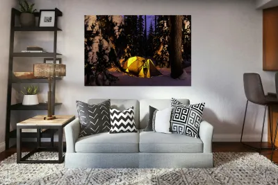 Winter Camping Under the Stars in Minnesota Reproduction