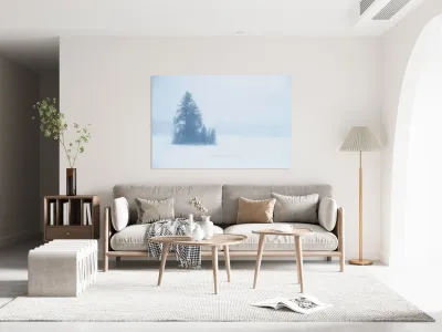 Snowy Frozen Minnesota Island Reproduction