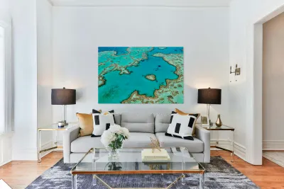 Aerial view of Heart Reef Great Barrier Reef Australia. Reproduction