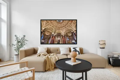 Ornate domed museum interior with grand architecture. Reproduction