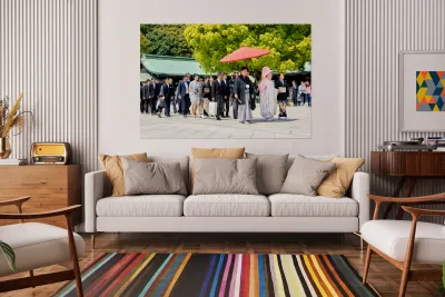 Traditional wedding ceremony at Meiji Jingu shrine in Tokyo Japa Reproduction