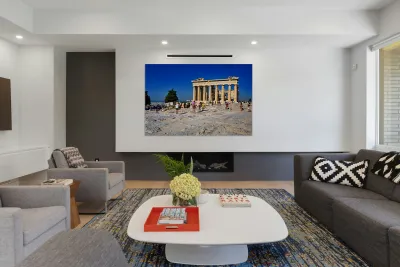 Visitors explore the Parthenon at the Acropolis in Athens Greece Reproduction