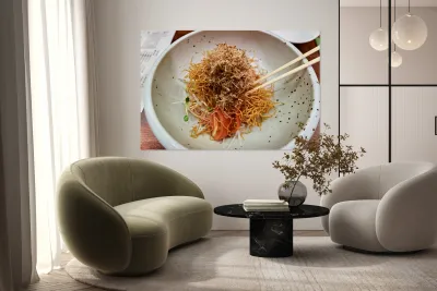 Enjoying traditional Japanese cuisine in Kyoto with fresh ingred Reproduction