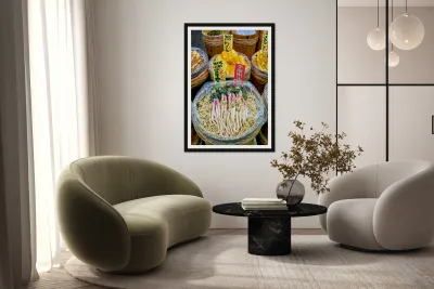 Colors and activities at Nishiki Market in Kyoto Japan Reproduction