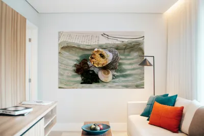 Traditional Japanese cuisine served in a restaurant in Miyajima Reproduction