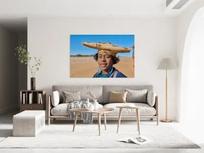 Portrait of a woman from the Herero Bantu ethnic group in Namibi Reproduction