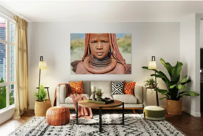 Portrait of a Himba woman in Kunene region of Namibia Reproduction