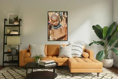 Portrait of child in Himba village in Kunene region of Namibia Reproduction