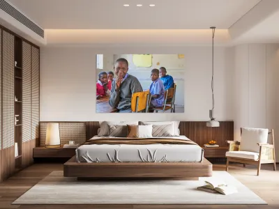 Portrait of student in classroom in Rundu Kavango Region of Nam Reproduction