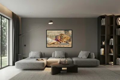 Cheetah feeding on prey in Okonjima Reserve in Namibia Reproduction