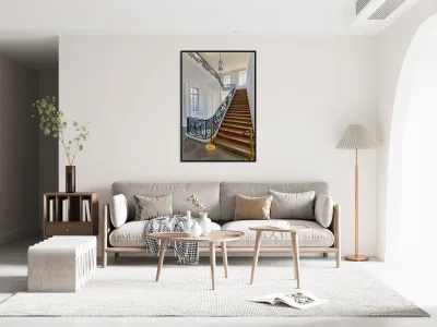 Main staircase leads to Fine Arts Museum in Strasbourg France Reproduction