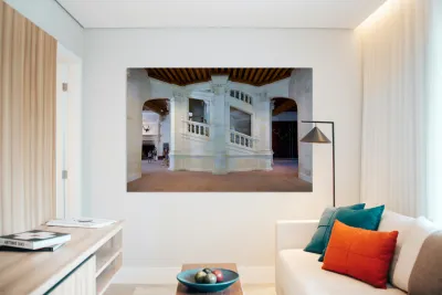 Chateau de Chambord features a double spiral staircase in France Reproduction