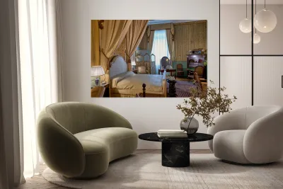 Details of a bedroom in Cheverny Chateau in Loire Valley of Fran Reproduction