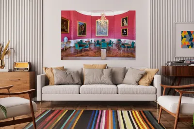 Chateau de Chambord interior with furniture and artwork on displ Reproduction