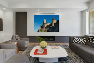 Visit to the famous castle of Carcassonne in France on a clear d Reproduction