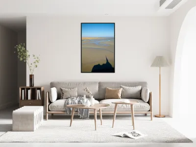 View of Mont Saint Michel abbey during low tide in Normandy Fran Reproduction