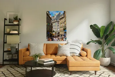 Busy streets in old town of Saint Malo in Brittany France Reproduction