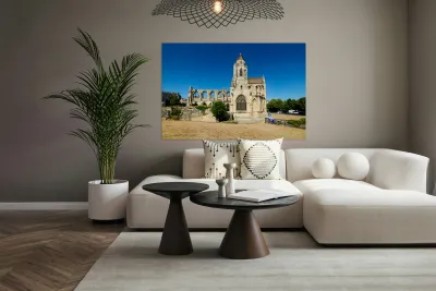 Church of Saint Etienne le Vieux stands in ruins in Caen France Reproduction