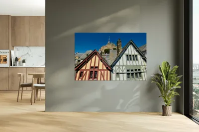 Visit Mont Saint Michel in Normandy France under clear blue sky Reproduction