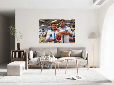 Fishmongers show fresh catch at market in Dubai UAE Reproduction