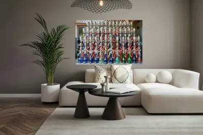 Display of hookahs for sale in Dubai cafe with many options Reproduction