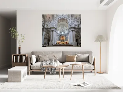 Church of St. Cajetan in Munich Germany shows Baroque style desi Reproduction