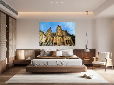 Majestic St. Vitus Cathedral Prague under a blue sky. Reproduction