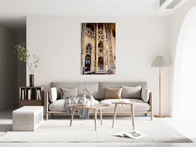 Ornate Gothic spiral staircase and architecture. Reproduction