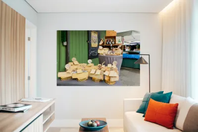 Cheese display at Viktualienmarkt in Munich Germany Reproduction