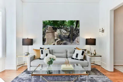 Ancient Jewish cemetery with weathered gravestones and trees. Reproduction
