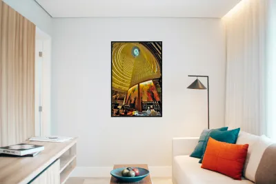 Grand hotel atrium with spiral design and sushi bar in Shanghai Reproduction