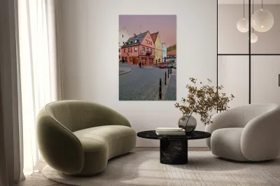 Streets of Fussen on the Romantic Road at dusk Reproduction