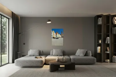 People enjoy meals in Hauptplatz square in Landsberg am Lech Ger Reproduction