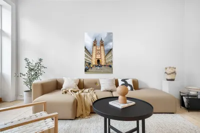 Visitors explore Wurzburger Dom Cathedral in Bavaria Germany Reproduction