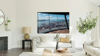 Aerial view of Auckland city and the financial district in New Z Reproduction