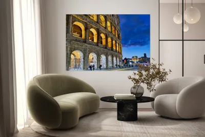 Visiting Colosseum in Rome during twilight hours Reproduction