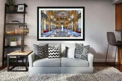 Visit to the great hall in colonna art gallery in rome italy Reproduction