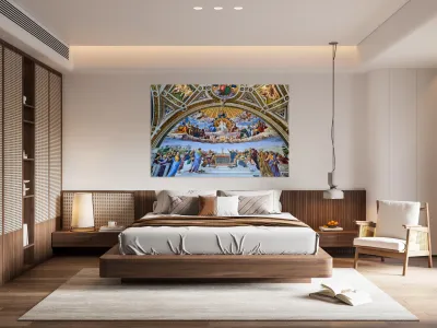 Frescoes of Raphael rooms at Vatican Museums in Rome Reproduction