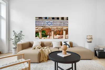Roman columns in the Jewish quarter of Jerusalem Israel Reproduction
