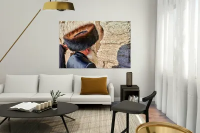 Orthodox Jews praying at the Wailing Wall in Jerusalem Israel Reproduction