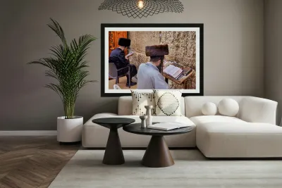 Prayer at the wailing wall in jerusalem by orthodox jews Reproduction