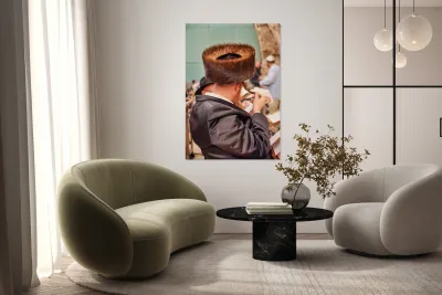 Orthodox Jews pray and read at the Wailing Wall in Jerusalem Reproduction