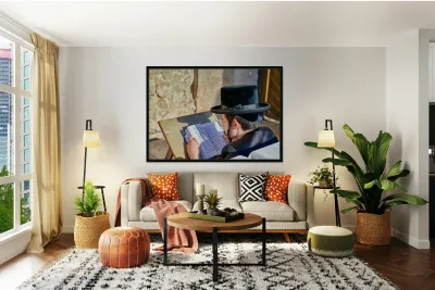 Orthodox Jews at the Wailing Wall in Jerusalem during prayer Reproduction