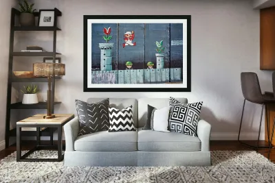 Art on the west bank separation wall in Bethlehem Jerusalem Reproduction