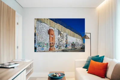 West Bank separation wall covered in art in Bethlehem Jerusalem Reproduction