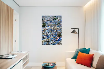 Cityscape of blue houses in Jodhpur Rajasthan during the aftern Reproduction