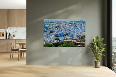 Cityscape view of blue buildings in Jodhpur Rajasthan Reproduction