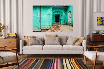 Decorated painted house in Bundi Rajasthan Reproduction