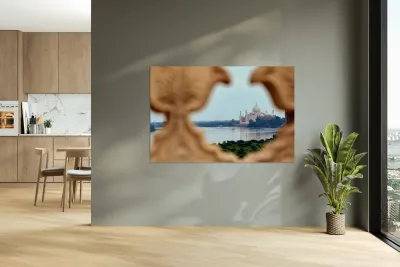 View of Taj Mahal Palace from a distance in Agra India Reproduction